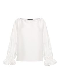 Satinbluse Betty Barclay "Satin-Bluse mit U-Boot-Ausschnitt", Damen, Gr. 36, wei&szlig; (rohwei&szlig;), Obermaterial: 100% Polyester PES., Blusen Satinbluse