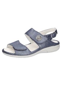 Waldl&auml;ufer Sandale WALDL&Auml;UFER "GUNNA", Damen, Gr. 7 (40,5), blau (jeansblau), Leder, unifarben, Schuhe Sandale, Klettschuh, Komfortschuh, Sommerschuh in Bequemweite G (= weit)
