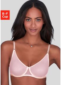 T-Shirt-BH Vivance "Finja", Damen, Gr. 70, Cup D, hellpink, puder, Mesh, Obermaterial: 80% Polyamid, 20% Elasthan, BHs T-Shirt-BH, mit B&uuml;gel aus transparentem Soft-Mesh, transparente Unterw&auml;sche