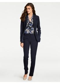 Hosenanzug Heine, Damen, Gr. 46, Normalgr&ouml;&szlig;en, blau (marine), 77% Polyester, 20% Viskose, 3% Elasthan, Anz&uuml;ge Hosenanzug