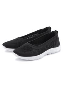 Sneaker Ballerinas Lascana "Halbschuh, Slip-On-Sneaker", Damen, Gr. 36, schwarz, Obermaterial: 100% Textilmaterial. Decksohle: 100% Textilmaterial. Futter: 100% Textilmaterial. Laufsohle: 100% Synthetik, unifarben, Schuhe Sneaker Ballerinas, zum Reinschl&uuml;pfen VEGAN, Topseller