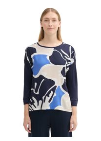 Langarmshirt Tom Tailor, Damen, Gr. M (38), blau (sky captain blau), Obermaterial: 100% Viskose, bedruckt, figurumspielend, Rundhals, Shirts Langarmshirt