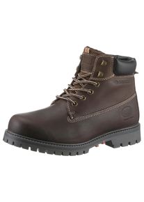 Winterboots Dockers by Gerli, Damen, Gr. 42, braun, Leder, Schuhe Winterboots, Workerboots, Schn&uuml;rstiefel mit Blockabsatz