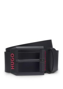 Lederg&uuml;rtel Hugo "Gelio-B-Red Sz40", Damen, Gr. 120, schwarz 001, Leder, kontrastfarbene Details, unifarben, G&uuml;rtel Lederg&uuml;rtel, mit Markenschriftzug auf der Schlie&szlig;e