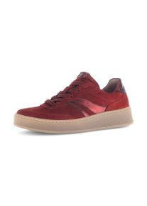 Plateausneaker Gabor "FLORENZ", Damen, Gr. 37, rot (bordeaux), Glattleder, Veloursleder, Schuhe Plateausneaker, Freizeitschuh, Halbschuh, Schn&uuml;rschuh in Bequemweite G (= weit)