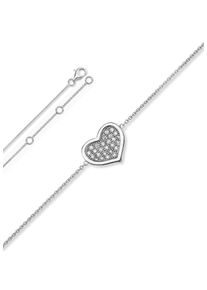 Silberarmband ONE ELEMENT "Zirkonia Herz Armband aus 925 Silber 18 cm" Gr. 18, silber, Armb&auml;nder, Damen, mit Zirkonia, Silber 925 (Sterlingsilber), Silberarmband