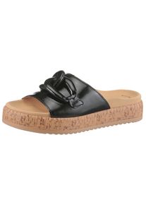 Pantolette Gabor, Damen, Gr. 44, schwarz, Lackleder, gl&auml;nzend, Schuhe Pantolette, Plateau, Sommerschuh, Schlupfschuh mit bezogener Zierkette