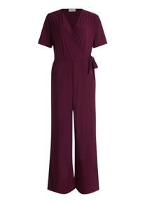 Jumpsuit Cartoon "Jumpsuit mit Bindeg&uuml;rtel", Damen, Gr. 40, EURO, lila (schwarz aubergine), Obermaterial: 95% Polyester PES. 5% Elasthan EL., Overalls Jumpsuit