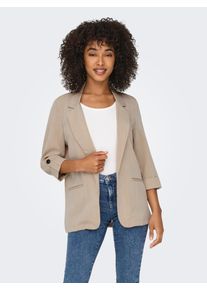 Kurzblazer Only "ONLMARSA 3/4 BLAZER WVN NOOS", Damen, Gr. XS, wei&szlig; (safari), Web, Obermaterial: 53% Viskose, 35% Polyester, 12% Nylon, unifarben, loose fit Po-bedeckend, tiefer V-Ausschnitt, Aufschlag, Blazer Kurzblazer, mit Reverskragen
