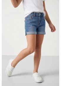 Jeansshorts LEVI'S KIDS "LVG GIRLFRIEND SHORTS", Jungen, Gr. 12 (152), N-Gr, dance around, Denim/Jeans, Obermaterial: 69% Baumwolle, 30% Polyester, 1% Elasthan, Jeans Jeansshorts, for GIRLS