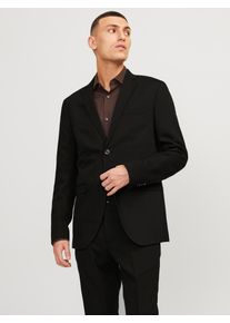 Jack & Jones Sakko JACK & JONES "JPRFRANCO Blazer mit 2-Knopf-Form und extra schmalem Schnitt", Herren, Gr. 50, schwarz, Web, Obermaterial: 78% Polyester, 17% Viskose, 4% Elasthan, 1% sonstige Fasern, unifarben, slim fit, 1-Knopf-Manschette, Sakkos Sakko, unifarben, modisch, slim fit, Kunstfaser