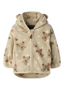 Fleecejacke name it "NBNMEEKO FLEECE JACKET AOP", Jungen, Gr. 74, peyote, Fleece, Obermaterial: 100% Polyester, bedruckt, normal, Jacken Fleecejacke