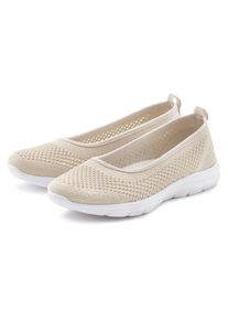 Sneaker Ballerinas Lascana "Halbschuh, Slip-On-Sneaker", Damen, Gr. 37, beige, Obermaterial: 100% Textilmaterial. Decksohle: 100% Textilmaterial. Futter: 100% Textilmaterial. Laufsohle: 100% Synthetik, unifarben, Sportlich, Schuhe Sneaker Ballerinas, zum Reinschl&uuml;pfen VEGAN, Topseller