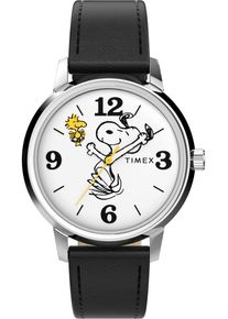 Quarzuhr Timex "PEANUTS MARLIN", schwarz, Armbanduhren, Damen, Quarzuhr, Armbanduhr, Herrenuhr, Damenuhr,Lederarmband