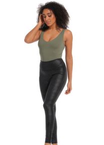 Leggings MAGIC BODYFASHION "Leather Look Legging", Damen, Gr. XL, N-Gr, schwarz, Obermaterial: 62% Polyamid, 38% Elasthan, schmal lang, Hosen Leggings, hoch tailliertes Design, keine vordere Mittelnaht