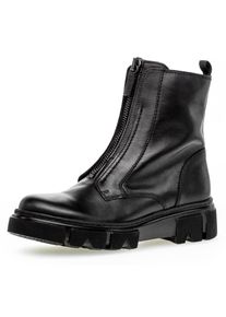 Stiefelette Gabor, Damen, Gr. 36, schwarz, Kalbsleder, unifarben, Schuhe Stiefelette, Blockabsatz, Rei&szlig;verschluss-Boots mit Front-Zipper