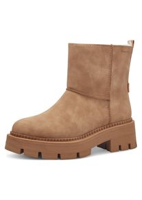 Winterboots Tamaris, Damen, Gr. 38, braun (camel), Nubuklederimitat, unifarben, used, Schuhe Winterboots, Blockabsatz, Winterstiefelette, Outdoorschuh mit Duo Tex-Ausstattung