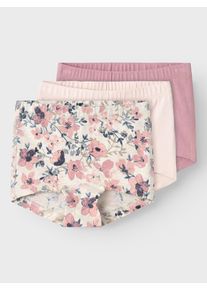 Boxershorts name it "NMFTIGHTS 3P NOSTALGIA FLOWER NOOS", M&auml;dchen, Gr. 110, rosa (nostalgia rose), Jersey, Obermaterial: 95% Baumwolle, 5% Elasthan, bedruckt, eng, Unterhosen Boxershorts