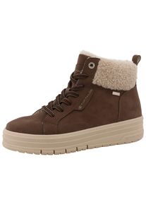 Winterboots Tom Tailor, Damen, Gr. 38, braun, Textil, Veloursleder, Schuhe Winterboots, High Top Sneaker, Schn&uuml;rboots mit Warmfutter