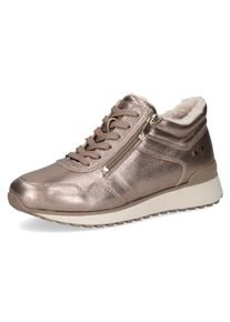 Keilsneaker Caprice, Damen, Gr. 37, taupe, metallic, Nappaleder, metallic, Schuhe Keilsneaker, Winterboots, Schn&uuml;rschuh, High-Top-Sneaker, in bequemer Weite