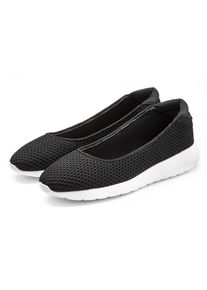 Ballerina Lascana "Freizeitschuh, Slipper, Halbschuh, Slip-On-Sneaker", M&auml;dchen, Gr. 37, schwarz, Obermaterial: 100% Textilmaterial. Decksohle: 100% Textilmaterial. Futter: 100% Textilmaterial. Laufsohle: 100% Synthetik, unifarben, Schuhe Ballerina, zum Reinschl&uuml;pfen, leichte Mesh-Optik VEGAN, Topseller