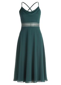 Cocktailkleid Vera Mont "Cocktailkleid mit Wasserfallausschnitt", Damen, Gr. 44, EURO, gr&uuml;n (dusty slate), Obermaterial: 100% Polyester Pol. recyc.., Kleider Cocktailkleid