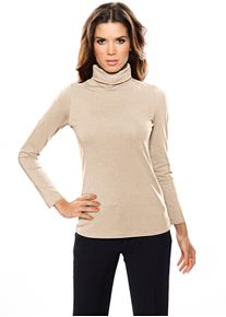 Rollkragenshirt Heine "Rollkragen-Shirt", Damen, Gr. 46, beige (sand), 95% Baumwolle, 5% Elasthan, unifarben, Shirts Rollkragenshirt