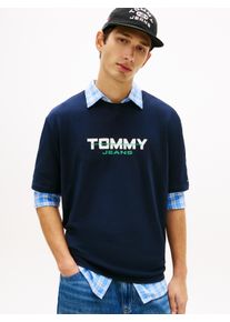 T-Shirt Tommy Jeans "TJM 90S BLOCK", Damen, Gr. S, schwarz night navy, Single Jersey, Obermaterial: 100% Baumwolle, unifarben, relaxed fit normal, Rundhals, eingesetzt abgesteppte Kante, Shirts T-Shirt, Relaxed fit mit Rundhalsausschnitt