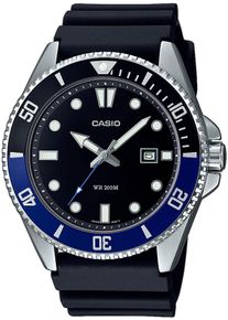 Quarzuhr, schwarz (blau, schwarz), CASIO TIMELESS COLLECTION, Armbanduhren, Herren, Quarzuhr, Armbanduhr, Herrenuhr,bis 20 bar wasserdicht, Datum, Resinarmband