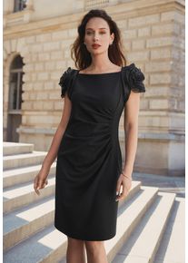 Cocktailkleid Vera Mont "Cocktailkleid mit Raffung", Damen, Gr. 42, EURO, schwarz, 95% Polyester PES. 5% Elasthan EL., Kleider Cocktailkleid