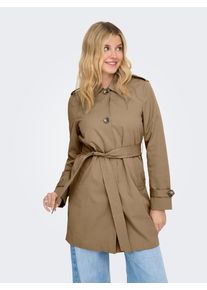 Trenchcoat Only "ONLDISA LIFE SB TRENCHCOAT CC OTW", Damen, Gr. XS, tannin, Web, Obermaterial: 100% Polyester, unifarben, Po-bedeckend, V-Ausschnitt, M&auml;ntel Trenchcoat, klassischer Schnitt