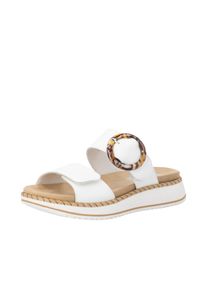 Pantolette Remonte, Damen, Gr. 37, sanftes wei&szlig;, Leder, unifarben, Schuhe Pantolette, Sommerschuh, Hausschuh mit praktischen Klettverschl&uuml;ssen