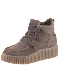 Marc O'Polo Schn&uuml;rboots MARC O'POLO "BIANCA", Damen, Gr. 42, taupe, Veloursleder, unifarben, Schuhe Schn&uuml;rboots, Plateauboots, Keilstiefelette, High Top Sneaker mit Memory Foam