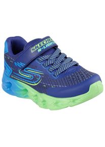 Sneaker Skechers "VORTEX 2.0", Jungen, Gr. 33, blau (navy, blau, limette), Lederimitat, Textil, kontrastfarbene Details, Schuhe Sneaker, Blinkschuh mit Klettverschluss, Gr&ouml;&szlig;enschablone zum Download