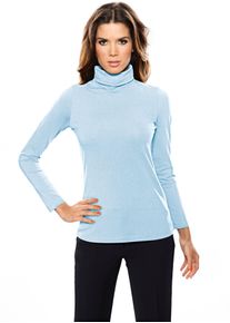 Rollkragenshirt Heine "Rollkragen-Shirt", Damen, Gr. 46, blau (bleu), 95% Baumwolle, 5% Elasthan, unifarben, Shirts Rollkragenshirt