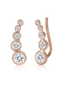 Paar Ohrstecker Elli "Ohrringe Ohrklemme Earclimber, mit Kristallen von Swarovski" Gr. 17, rosa (rosegold), Ohrringe, Damen, 17, Silber 925 (Sterlingsilber), Paar Ohrstecker