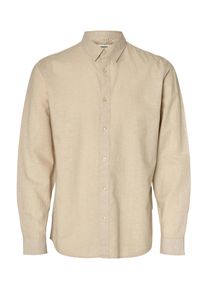 Langarmhemd Selected "SLHSLIMSUN LS SHIRT CLASSIC D", Damen, Gr. XL, N-Gr, pure cashmere, Web, Obermaterial: 71% Baumwolle, 29% Leinen, unifarben, slim fit normal, 1-Knopf-Manschette, Hemden Langarmhemd