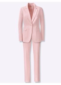 Hosenanzug Heine, Damen, Gr. 46, Normalgr&ouml;&szlig;en, rosa (hellros&eacute;), 77% Polyester, 20% Viskose, 3% Elasthan, Anz&uuml;ge Hosenanzug