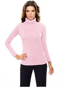 Rollkragenshirt Heine "Rollkragen-Shirt", Damen, Gr. 46, rosa (ros&eacute;), 95% Baumwolle, 5% Elasthan, unifarben, Shirts Rollkragenshirt
