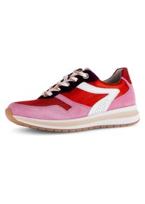 Keilsneaker Gabor "FLORENZ", Damen, Gr. 37, wei&szlig; (pink, rot, wei&szlig;), Glattleder, Textil, Veloursleder, Schuhe Keilsneaker, Freizeitschuh, Halbschuh, Schn&uuml;rer in Schuhweite G (=weit)