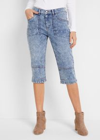 Caprijeans bonprix, Damen, Gr. 46, N-Gr, blau (hellblau used), Denim/Jeans, Obermaterial: 82% Baumwolle, 17% Polyester, 1% Elasthan, unifarben, regular fit kniebedeckend, Jeans Caprijeans, Regular Fit, aus Baumwollmischung, mit Knopf und Rei&szlig;verschluss