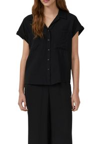 Kurzarmbluse s.Oliver, Damen, Gr. 44, grau (grau, schwarz), Web, Obermaterial: 84% Viskose, 16% Polyamid, unifarben, normal h&uuml;ftbedeckend, Rundhals, Blusen Kurzarmbluse