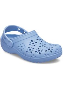 Clog Crocs "Classic Floral Cut Out Clog", M&auml;dchen, Gr. 37, hellblau, blau haze, Croslite&trade;, gebl&uuml;mt, Schuhe Clog, Sommerschuh, Sandale, Strandschuh mit schwenkbarem Fersenriemen