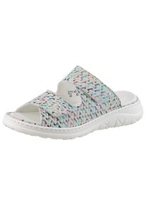 Waldl&auml;ufer Pantolette WALDL&Auml;UFER "H-JOLINE", Damen, Gr. 4,5 (37,5), bunt (hellgrau multi), Veloursleder, gemustert, Schuhe Pantolette, Sommerschuh, Bequemschuh, Hausschuh mit Klettverschl&uuml;sse, H-Weite