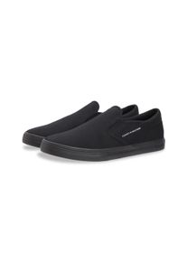 Slip-On Sneaker Tommy Hilfiger "VULC CORE SLIP ON", Damen, Gr. 46, schwarz, Baumwolle, unifarben, Schuhe Slip-On Sneaker, Freizeitschuh, Halbschuh, Slipper mit seitlichem Logoschriftzug