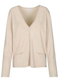 Strickjacke Clarina "WALTER", Damen, Gr. 46, beige (sand meliert), Obermaterial: 70% Viskose, 30% Polyamid., unifarben, comfort fit, V-Ausschnitt, Strickjacken Strickjacke, Viskose-Polyamid Mischung
