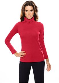 Rollkragenshirt Heine "Rollkragen-Shirt", Damen, Gr. 46, rot, 95% Baumwolle, 5% Elasthan, unifarben, Shirts Rollkragenshirt