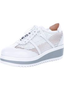 Schn&uuml;rschuh Heine, Damen, Gr. 41, wei&szlig;, Leder, Synthetik, Textil, Schuhe Schn&uuml;rschuh