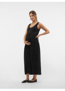 Tr&auml;gerkleid MAMALICIOUS "MLEVI LIA SL JRS ANKLE DRESS 2F NOOS", Damen, Gr. XL, N-Gr, schwarz, Jersey, Obermaterial: 100% Baumwolle, unifarben, regular fit, Rundhals, Kleider Tr&auml;gerkleid, Sommerkleid