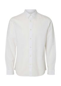 Langarmhemd Selected "SLHSLIMSUN LS SHIRT CLASSIC D", Damen, Gr. XL, N-Gr, hellwei&szlig;, Web, Obermaterial: 71% Baumwolle, 29% Leinen, unifarben, slim fit normal, 1-Knopf-Manschette, Hemden Langarmhemd